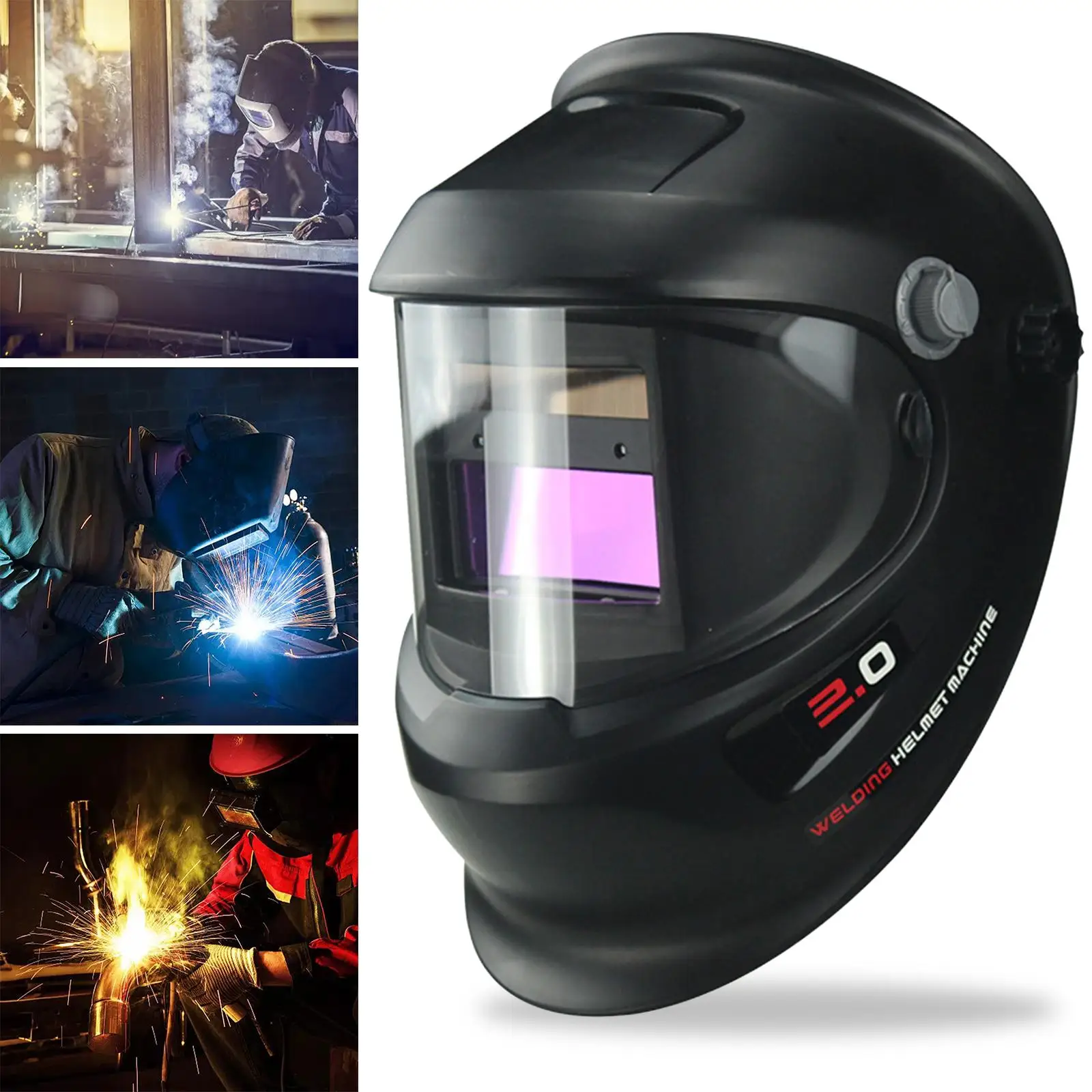Welding Helmet Auto Head Mounted Wide Shade Darkening True Color Filter LCD Screen Hood for ARC Mig Face Peeling Burning Skin