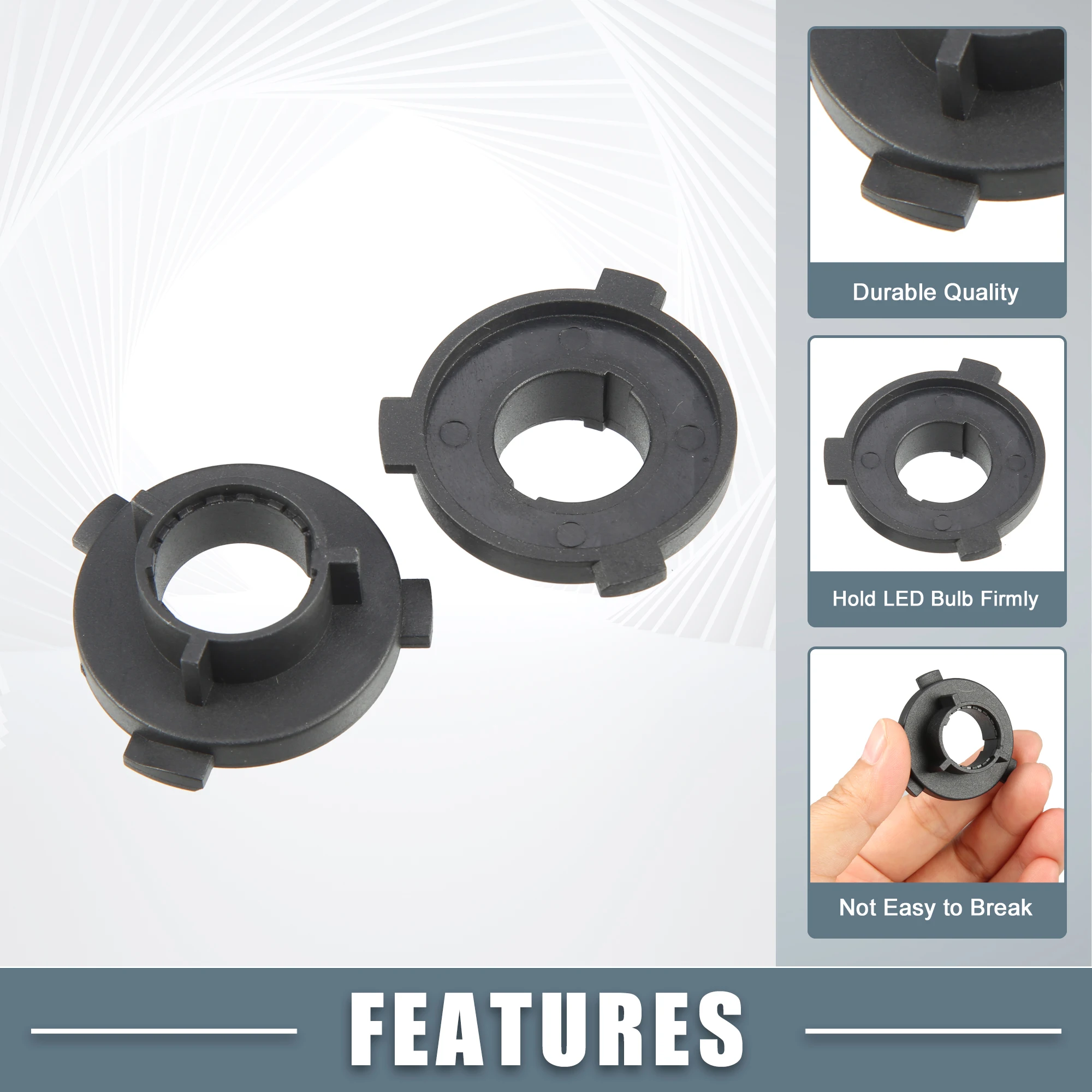 Detalle de la base adaptadora negra para bombilla H7