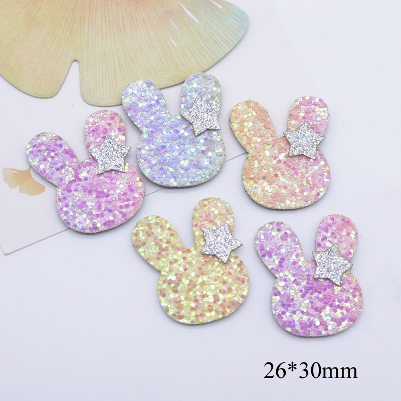 20 Stück Glitzer Leder Kawaii Kaninchen Katze Patches für Handwerk Kleidung Dekor Applikationen DIY Kopf bedeckung Haars pangen Bogen Zubehör – Detail 3