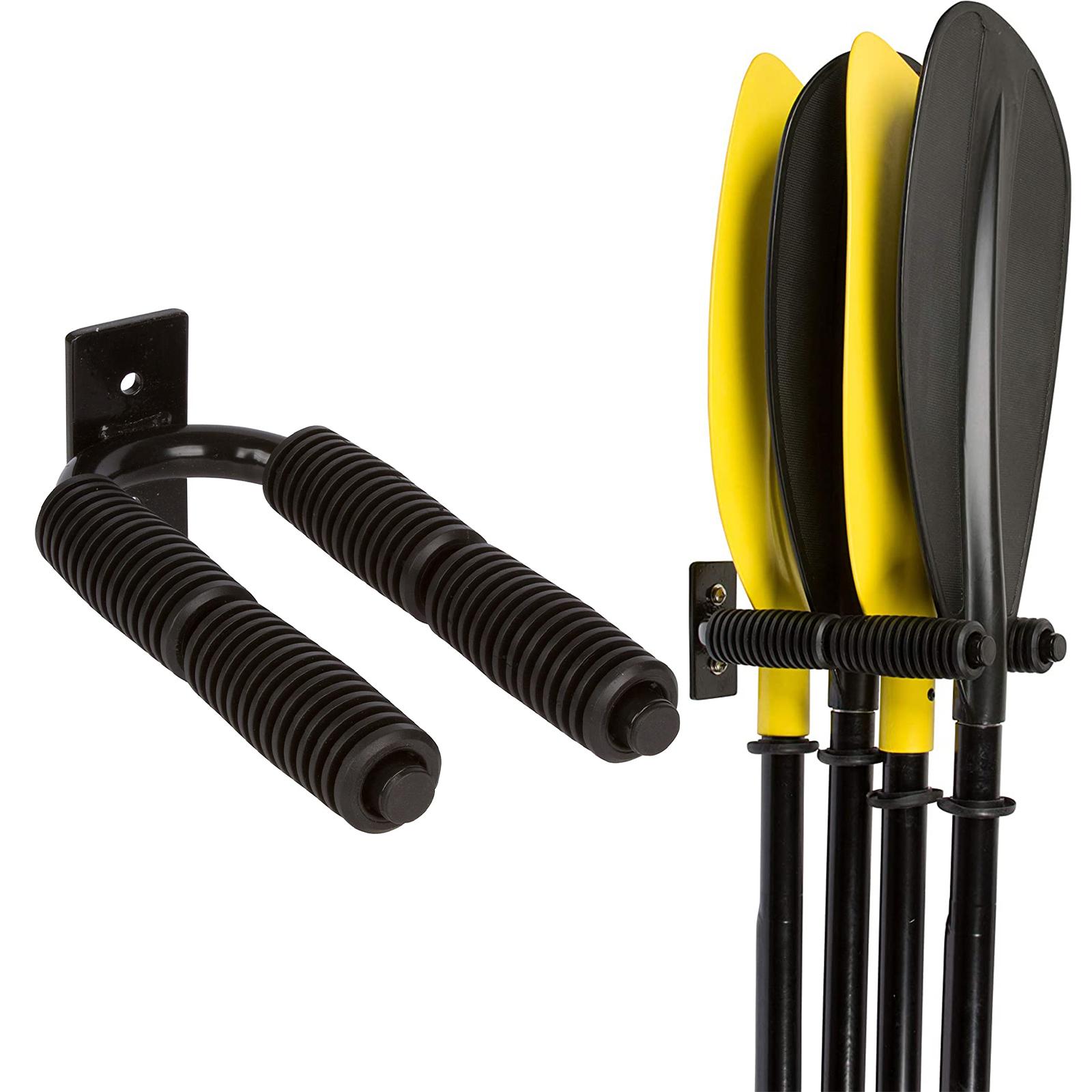 Metal Kayak Paddle Storage Rack Wall Mount Oar Storage Organization Accessories Black for Docks Sheds Indoor Garage