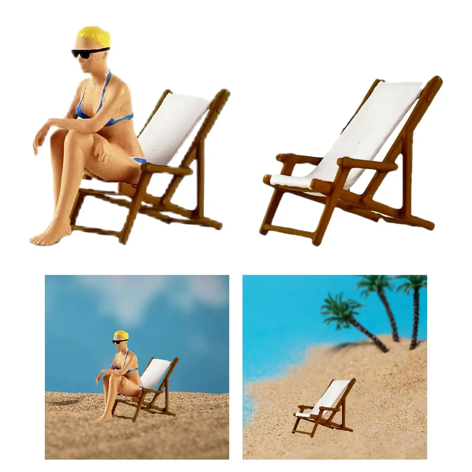 1/64 Scale Diorama Figure Painted Lounge Chair Model for DIY Projects Doll House Decoration Architecture Model Kids Adults Gifts