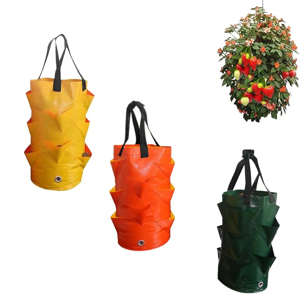 Strawberry Planting Bag Creative Multi-mouth Container Bag Grow Planter Pouch Root Plant Growing Pot Side Home Garden Tool