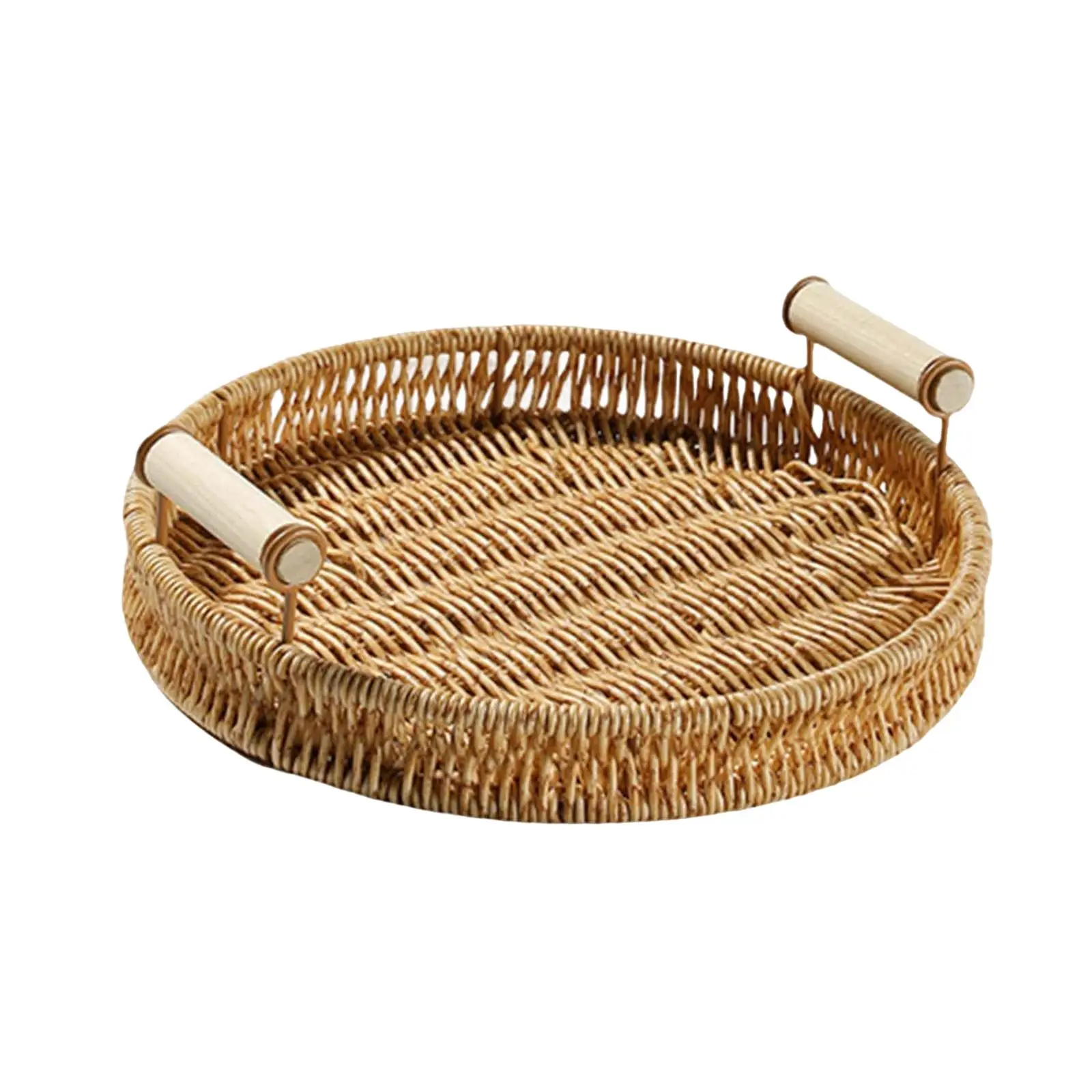 Rattan Basket Trays with Handle Food Snacks Container for Vegetables