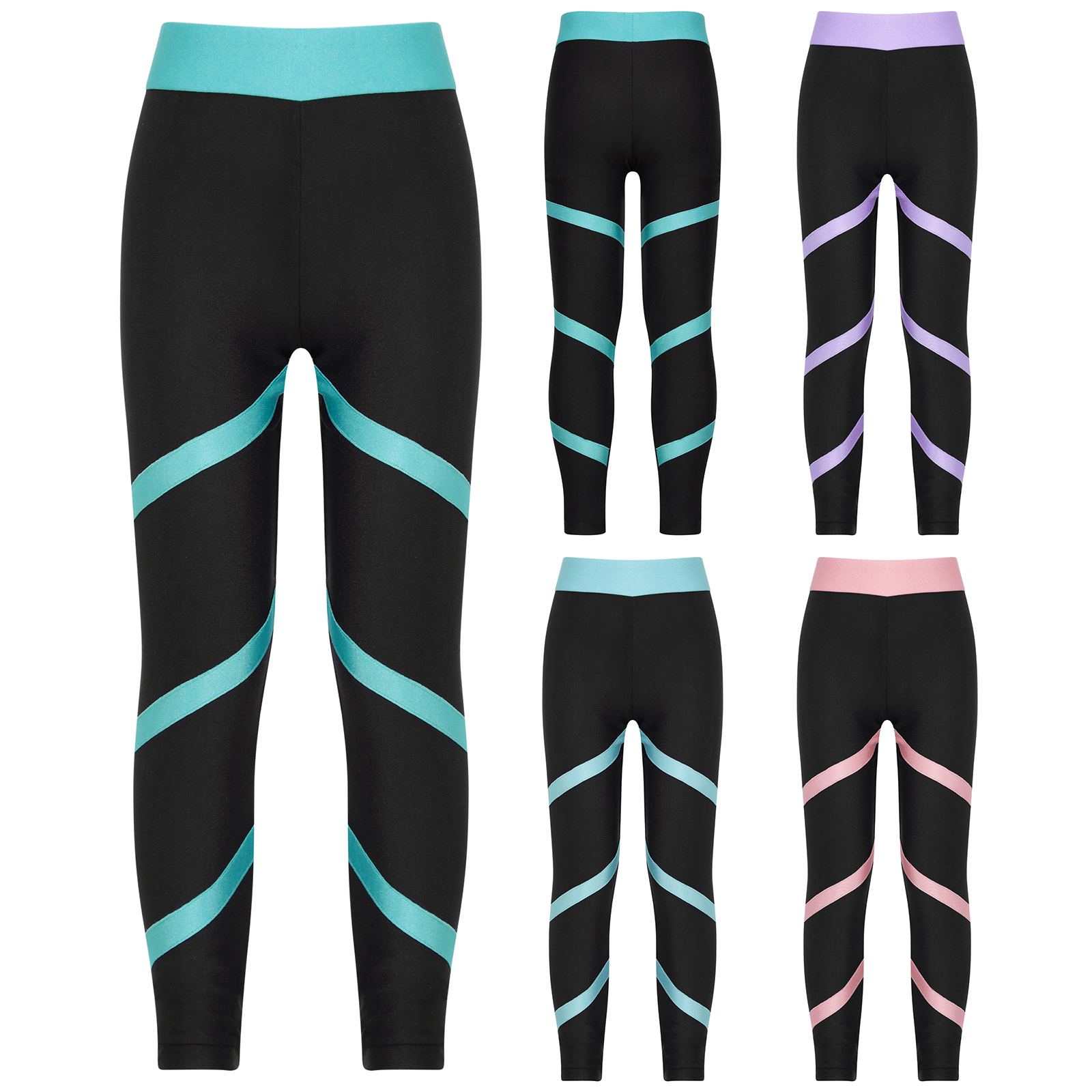 Description Picture 3 of itemChildren's Gymnastics Leggings Girls Skinny Trousers Teens Elastic Waistband Tights for Dancing Running Sport Skating Yoga Pants