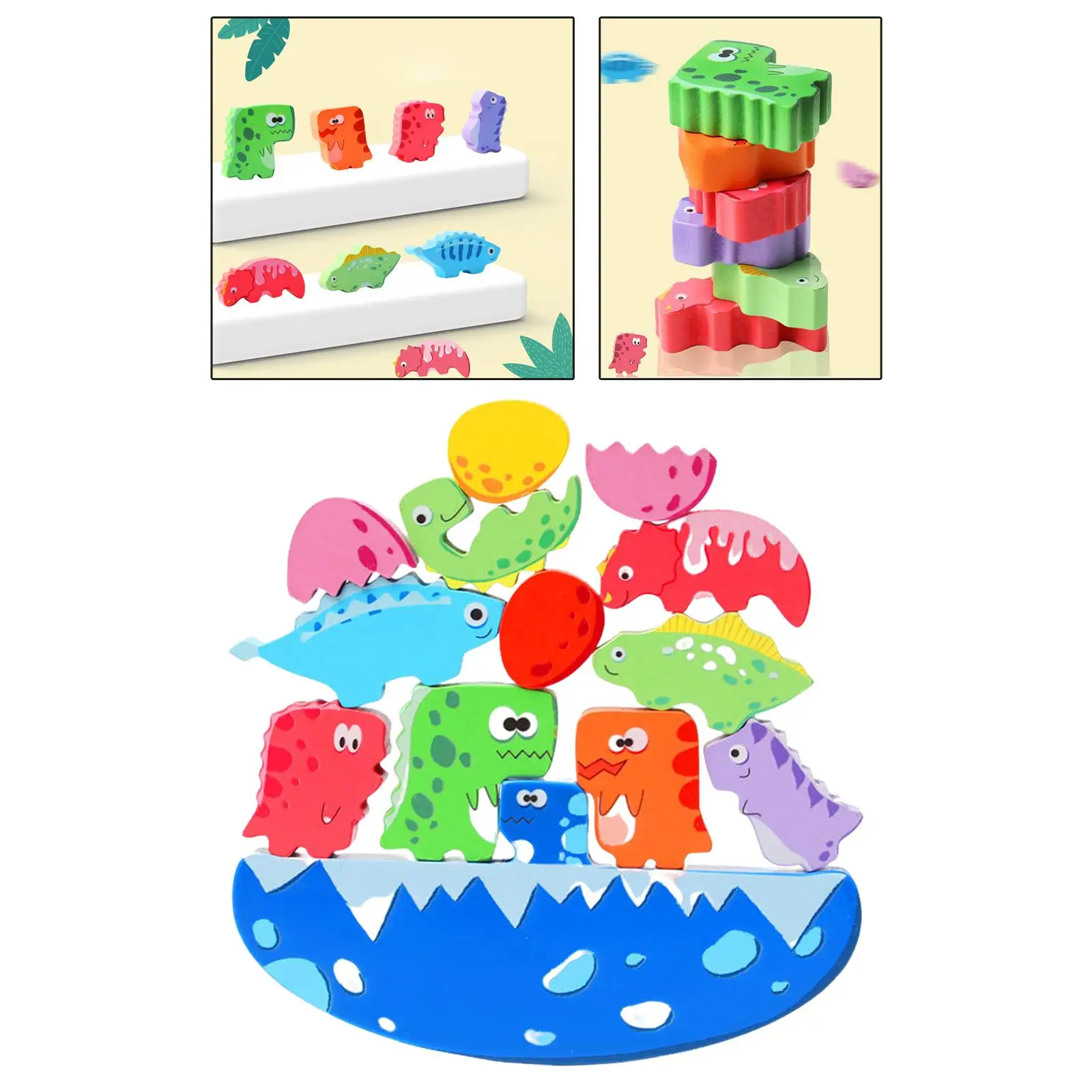 Toddlers Stacking Toys Early Learning Table Game Cartoon Wooden Blocks