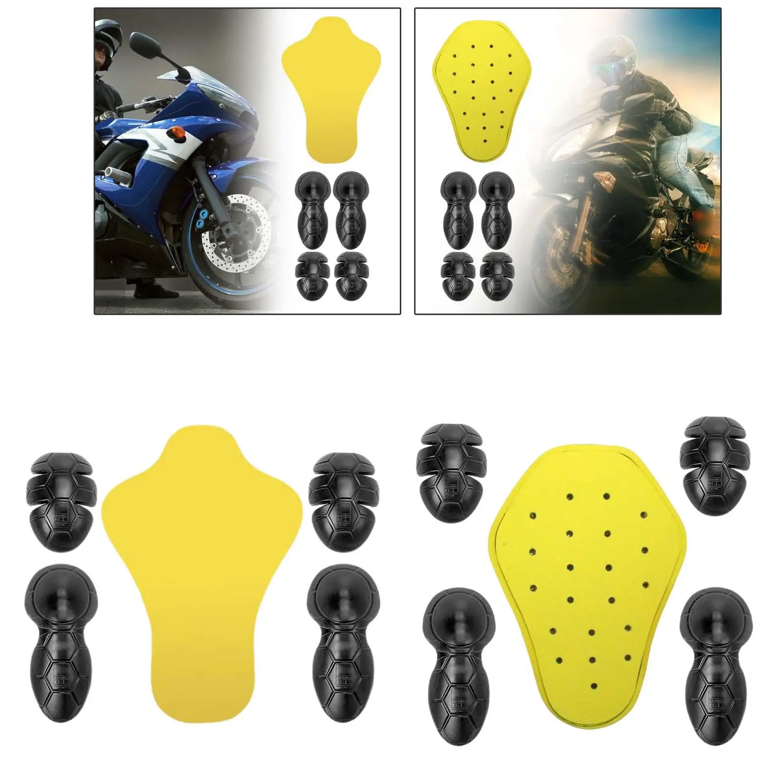 5 Pieces Removable Motorcycle Armour Set Elbow Knee Back Pad Clothing Protector for Riding Outdoor Cycling for Men Women