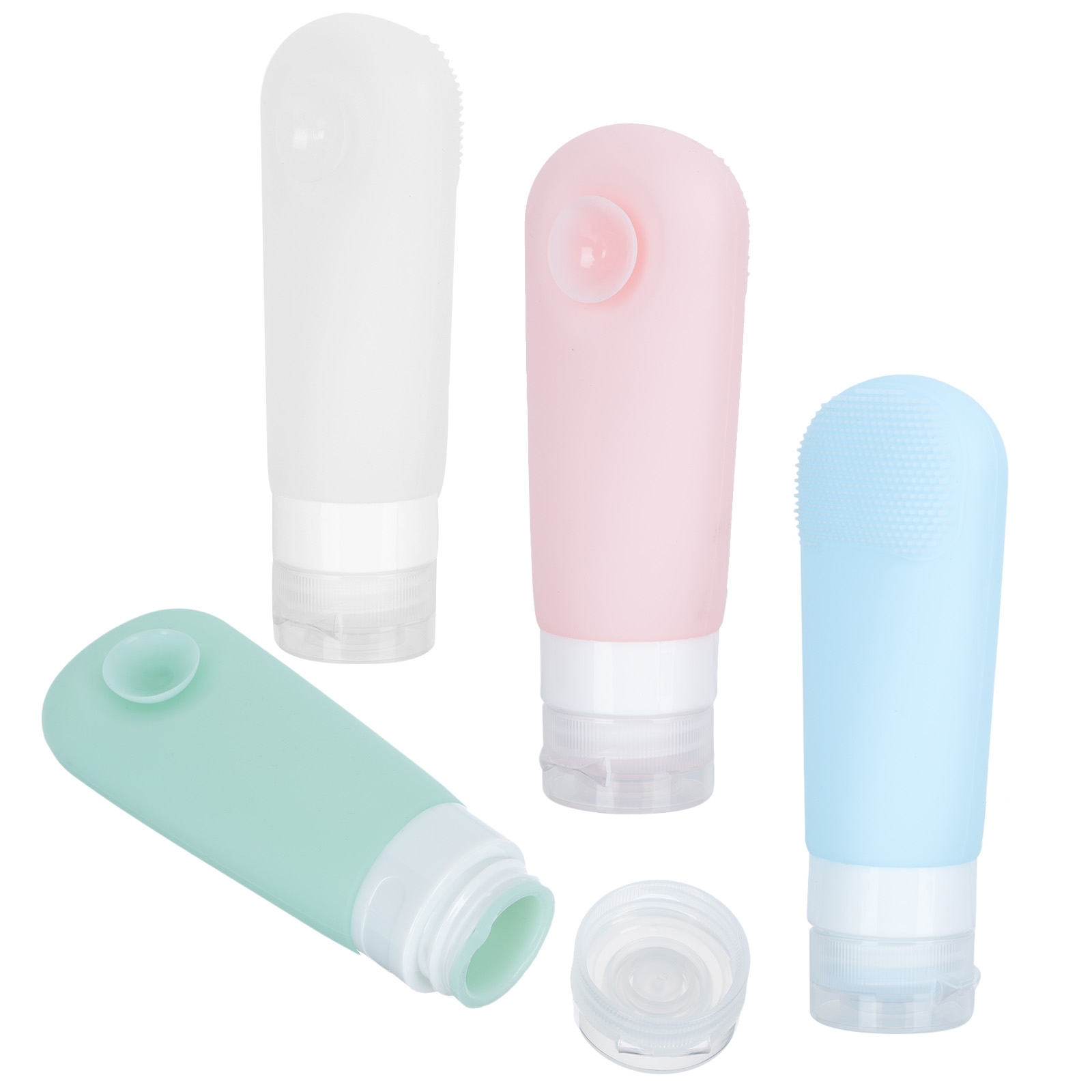 Best of 4PCS Travel Sub Bottle Lotion Shampoo Dispenser Hairbrush Sucker Bottle Silicone Plastic Toiletry Refillable Bottles 90ml Reviews & Tips