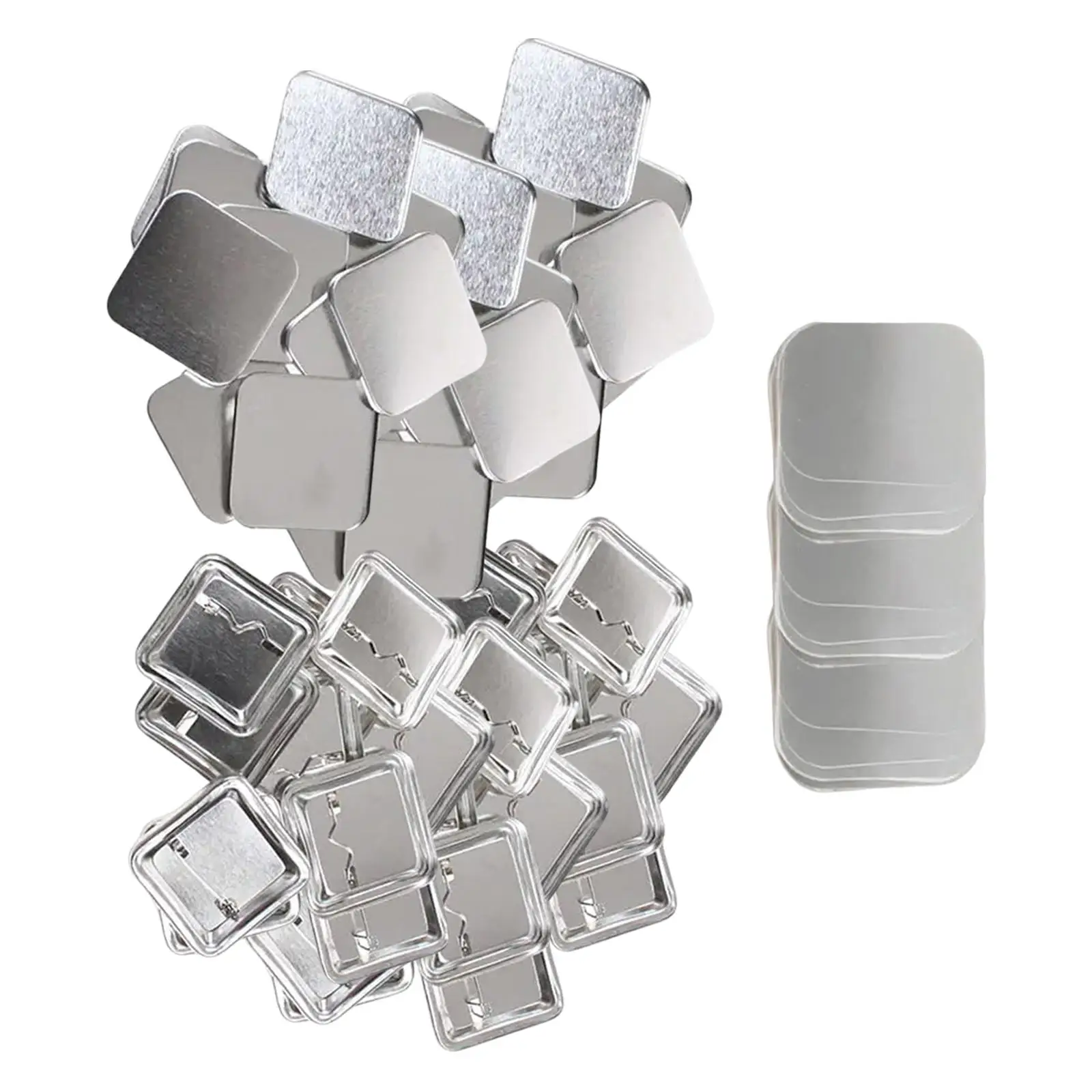 100Sets Blank Button Badge Supplies Metal Cover Clear Mylar Button Part for DIY Crafting Presents Souvenirs Jewelry Making