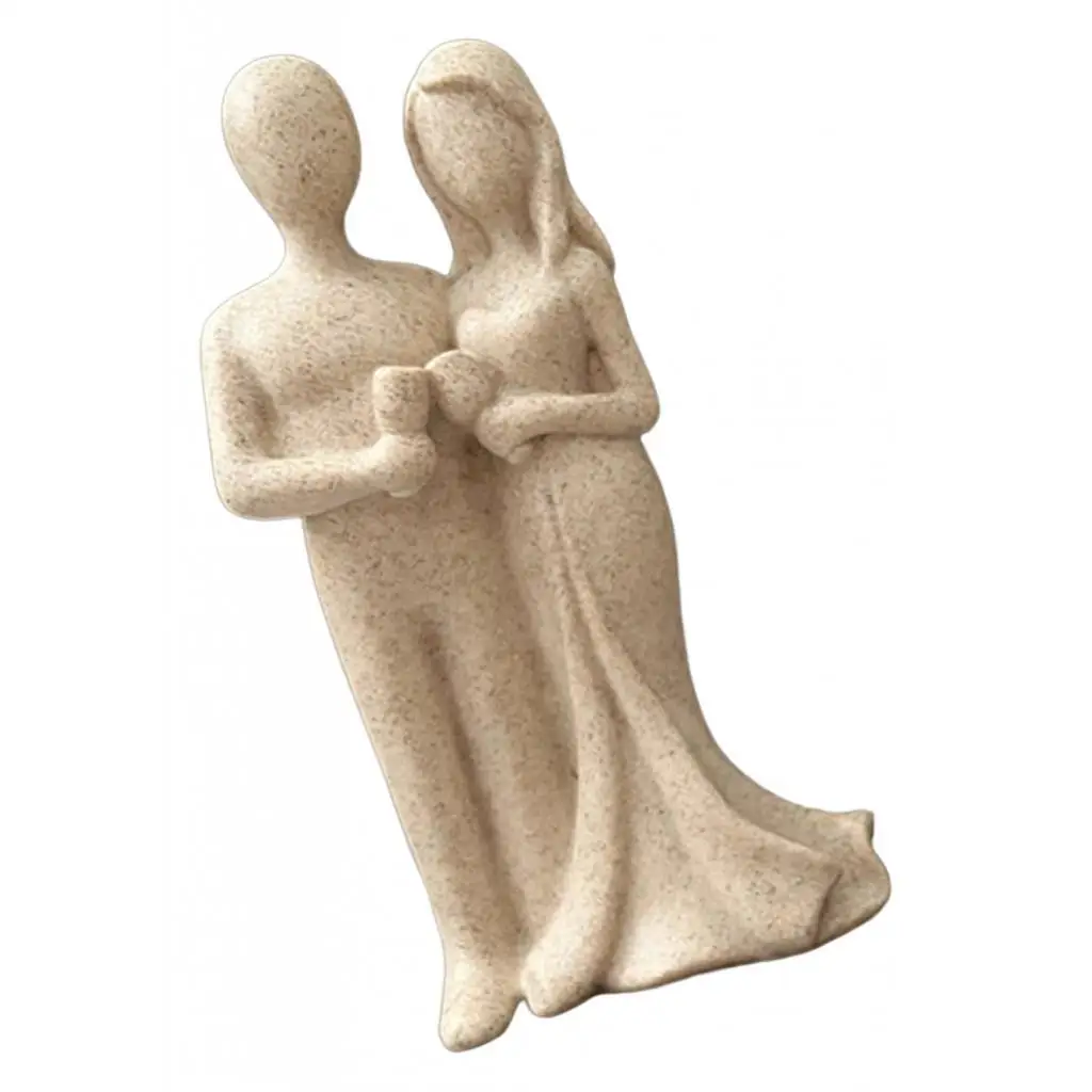 Resin Couple Statue Love Sculpture Romantic Love Figurine Creative Art Ornament for Home Bookcase Living Room Desk Decoration