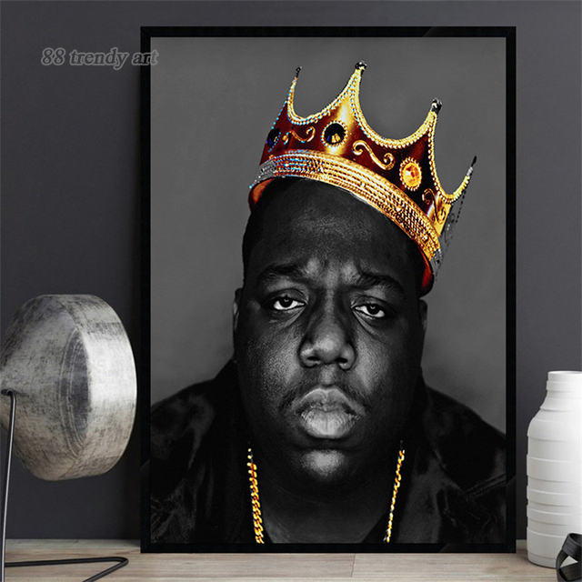 Hip Hop Legend B.I.G Rapper Posters Black White Prints Canvas Painting  Biggie with A Gold Crown Wall Art Picture Home Room Decor - AliExpress