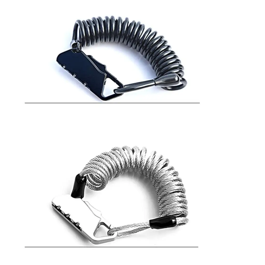 Motorcycle Universal Helmets Lock & Cable Combination Pin Locking Carabiner