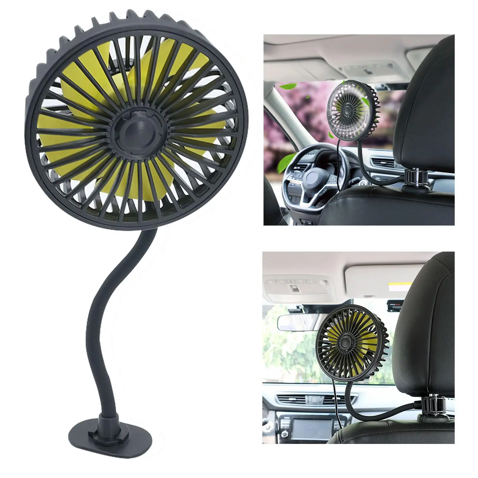 USB Powered Electric Car Cooling Fan with Flexible Gooseneck for RV, Golf,