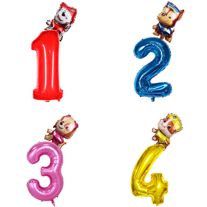 Cartoon Pfote Patrol 32 Zoll Anzahl Folienballons Chase Skye Rubble Kindergeburtstag Party Dekoration Ballon Kinderspielzeug – Detail 1