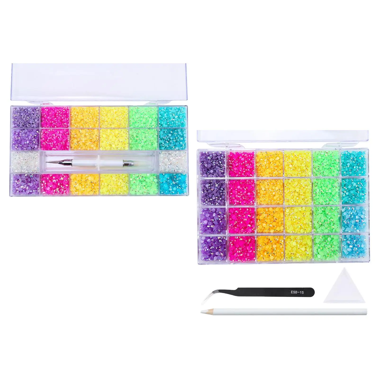 5000Pcs Nail Rhinestones Mixed Color Flatback DIY with Pen Nail Art for Shoes Clothes Hairpins Embroidery Garment