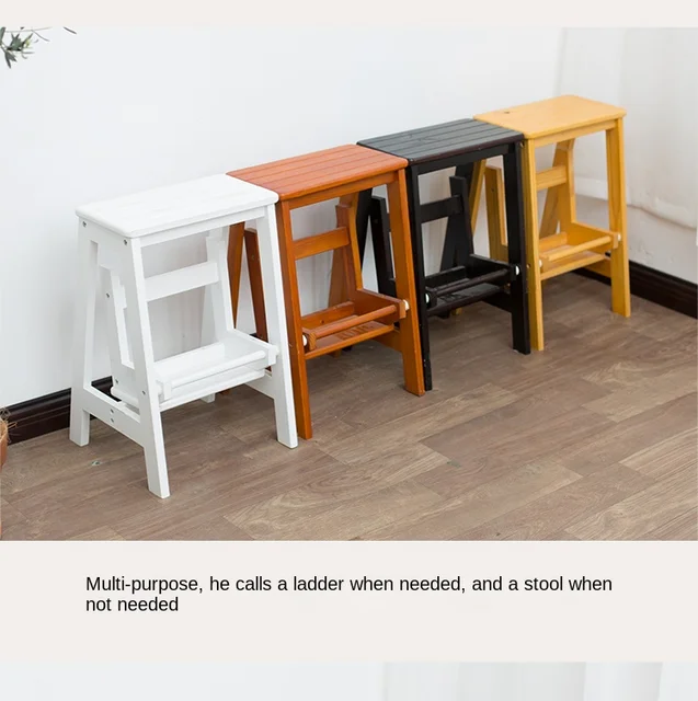 ZSEDP – Taburete plegable de 3 capas de madera con escalera