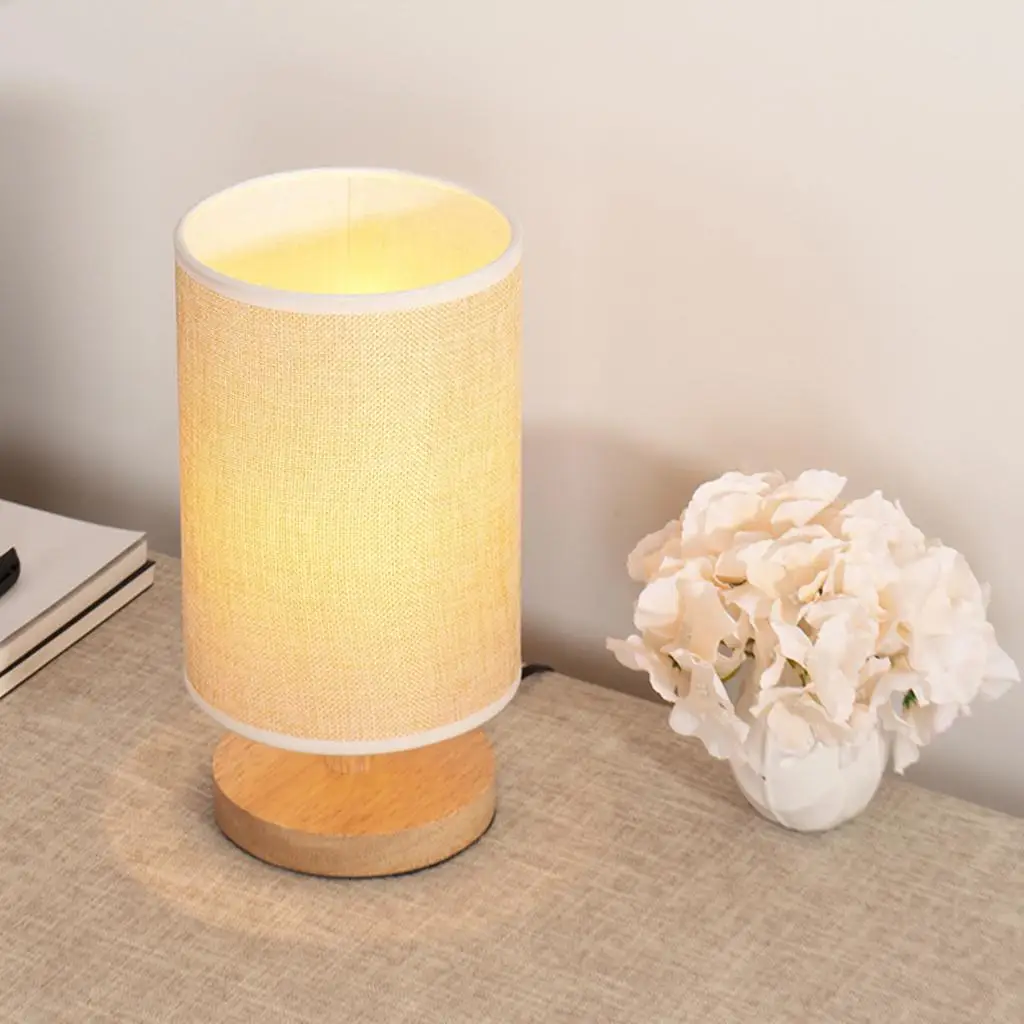 USB Rechargeable Bedside Table Lamp,  with Linen Fabric Shade, LED Modern Desk Light for Home Household Ornament Bulb Included