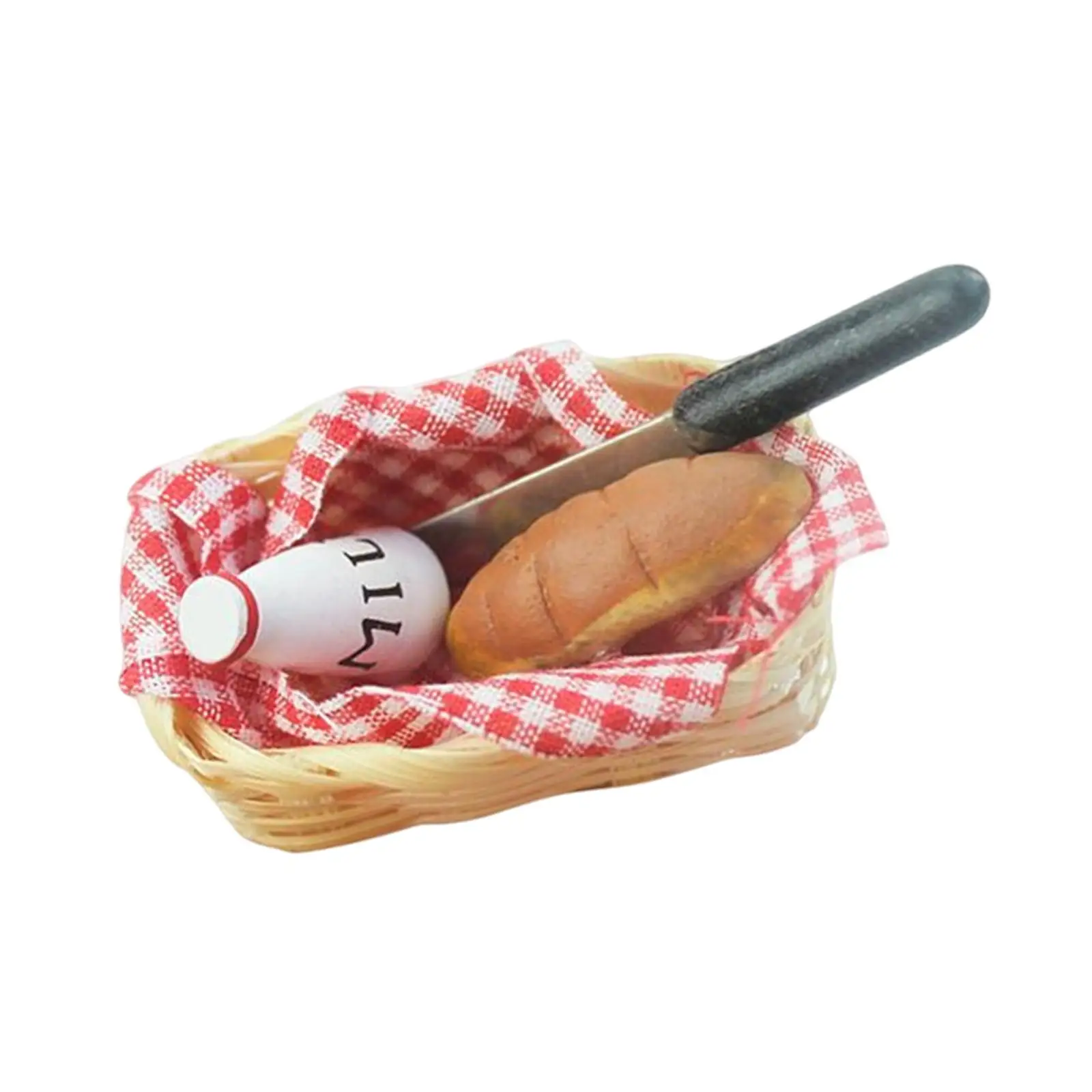 1:12 Dollhouse Miniature Bread Basket Picnic Basket for Dining Table Desktop