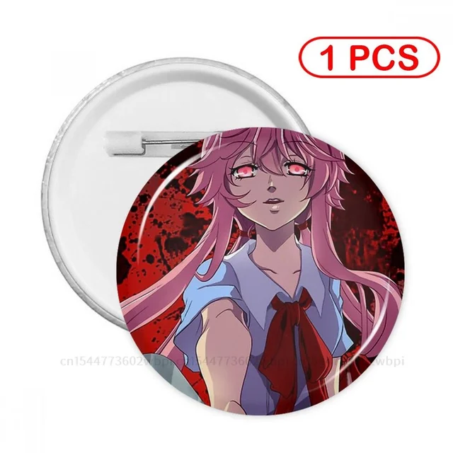 Yuno Gasai Future Diary Pin Mirai Nikki Anime Girl Tinplate Badge Pinback  Button Brooch Otaku Gift 58MM