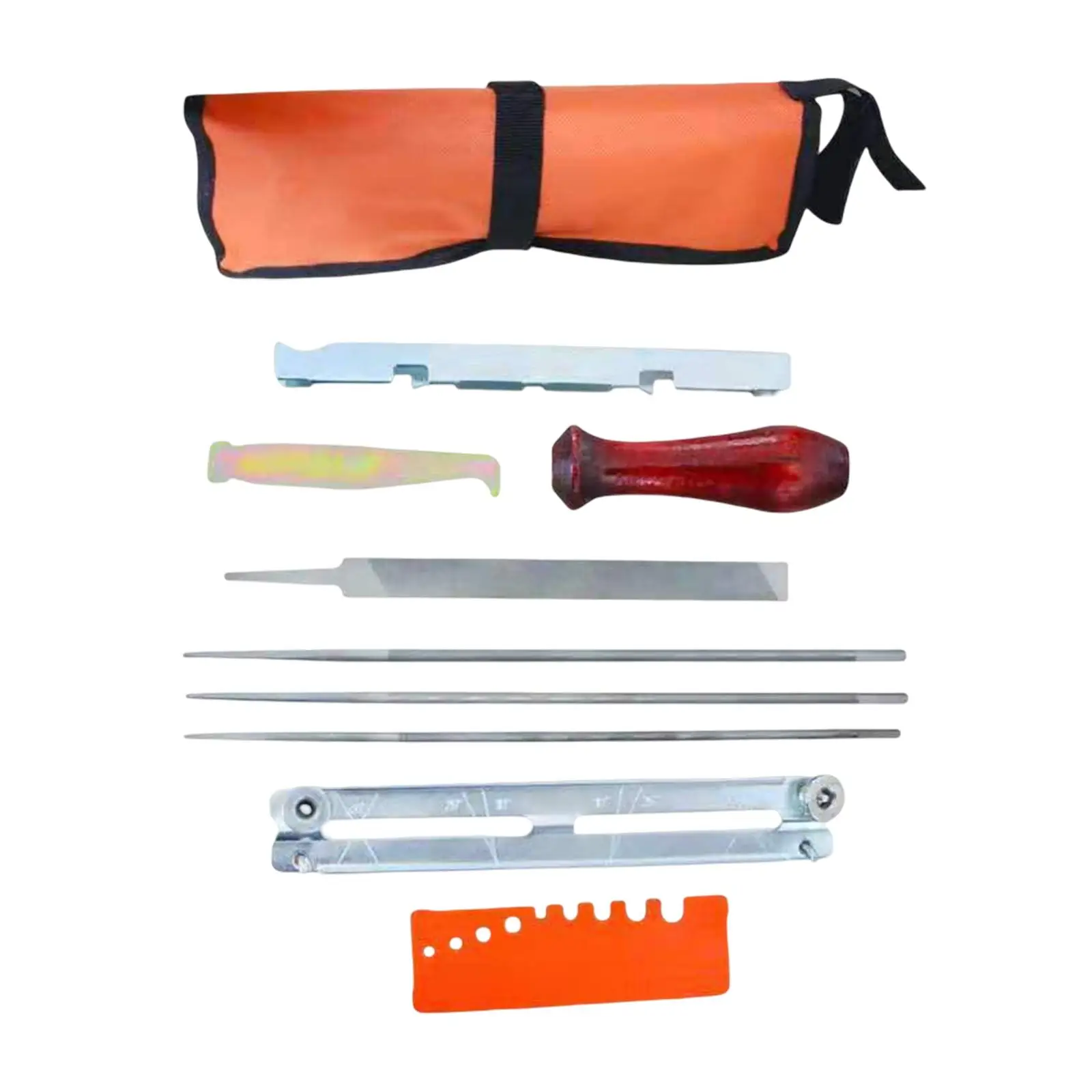 10Pcs Professional Chainsaw File Kit for Grinding and Filing Chainsaw Chain Depth Gauge with Tool Pouch Chainsaw Accessories