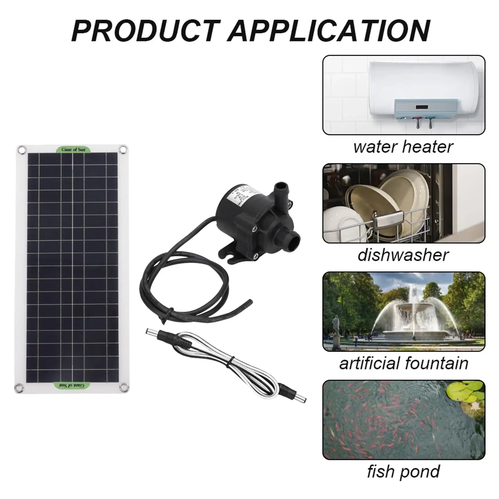 Solar Water Pump Portable Brushless Motor Monocrystalline Solar Power Fountain Pump for Patio Fish Tank Garden Travel