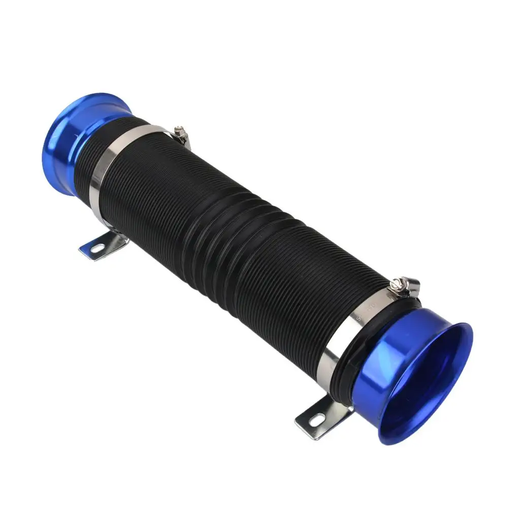 Universal Fit Blue 3 inch Multi Flexible Adjustable Cold Air Intake Inlet Pipe Hose Tube Kit