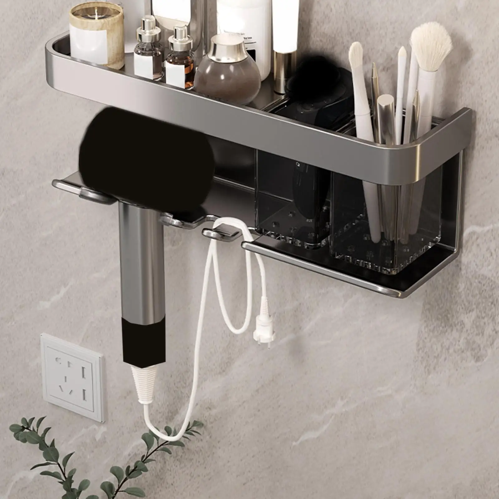 Hair Dryer Holder Hair Tool Organizer Space Saving Portable Bathroom Hair Dryer Rack with Shelf for Salon Shower Room Barber 