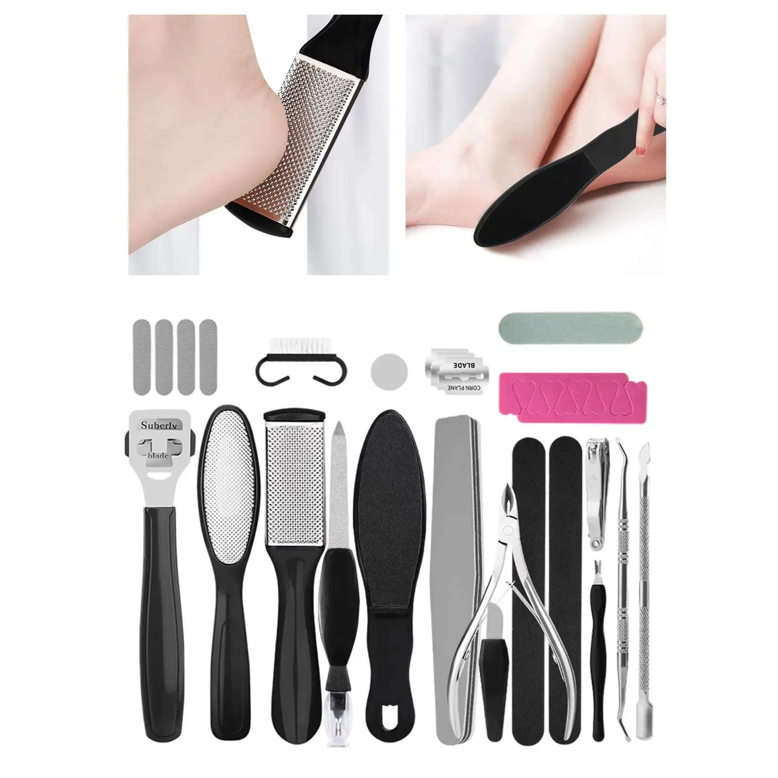 Pedicure Kit Stainless Steel Foot Rasp Peel Scrubber Functional for Woman and Men