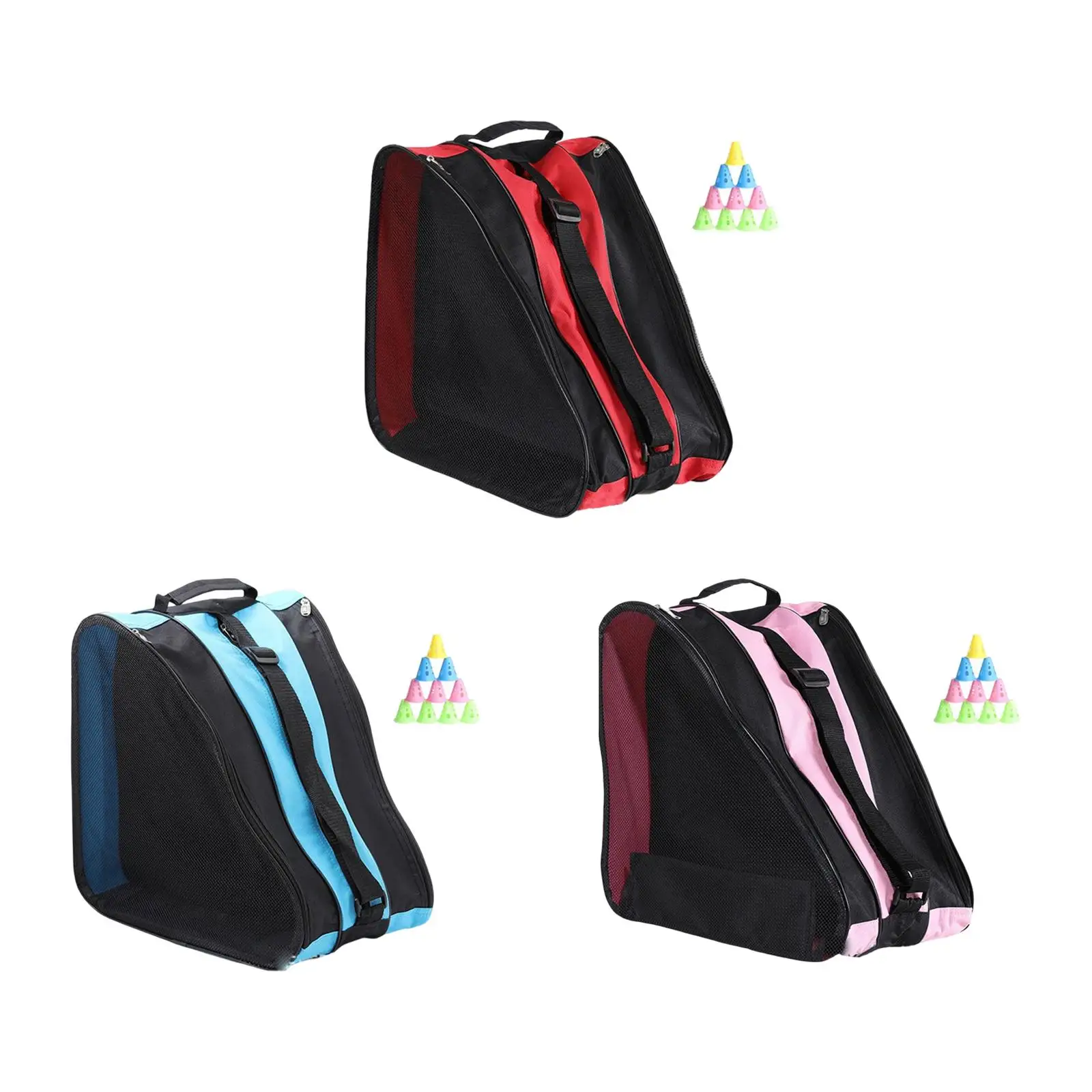 Roller Skate Bag Breathable Ice Skating Bag 3 Layer Skate Carry Case Skating Shoes Storage Bag for Knee Pads Ice Hockey Skate