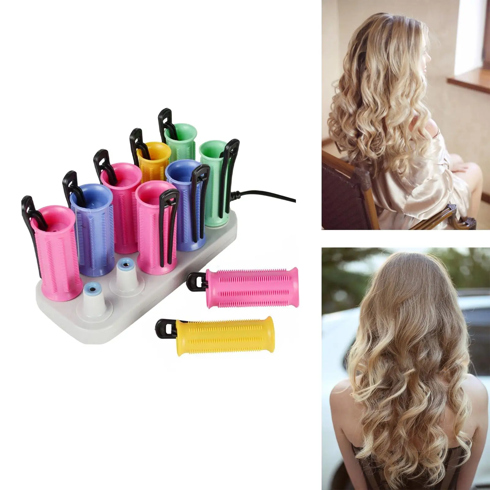 10Pcs Electric Heated Hair Rollers with 10x Hairpins Heat Rollers Women Curler Set Heat Roller Hair Perm Roller DIY Hairstyles