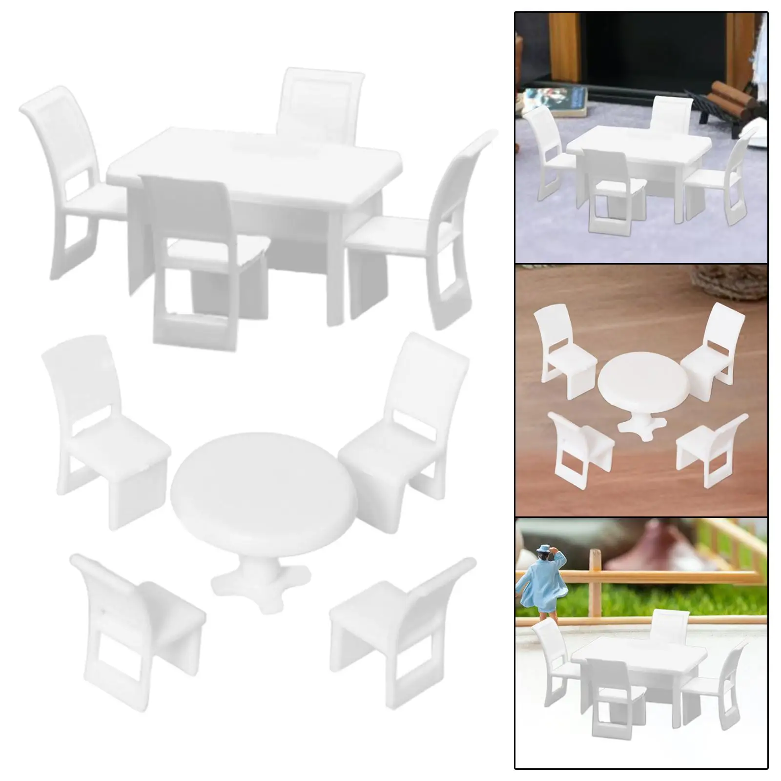 1: 50 Table and Chairs Set Village Miniature Table and Chairs Set Diorama Accessory for Diorama Sand Table Micro Landscape