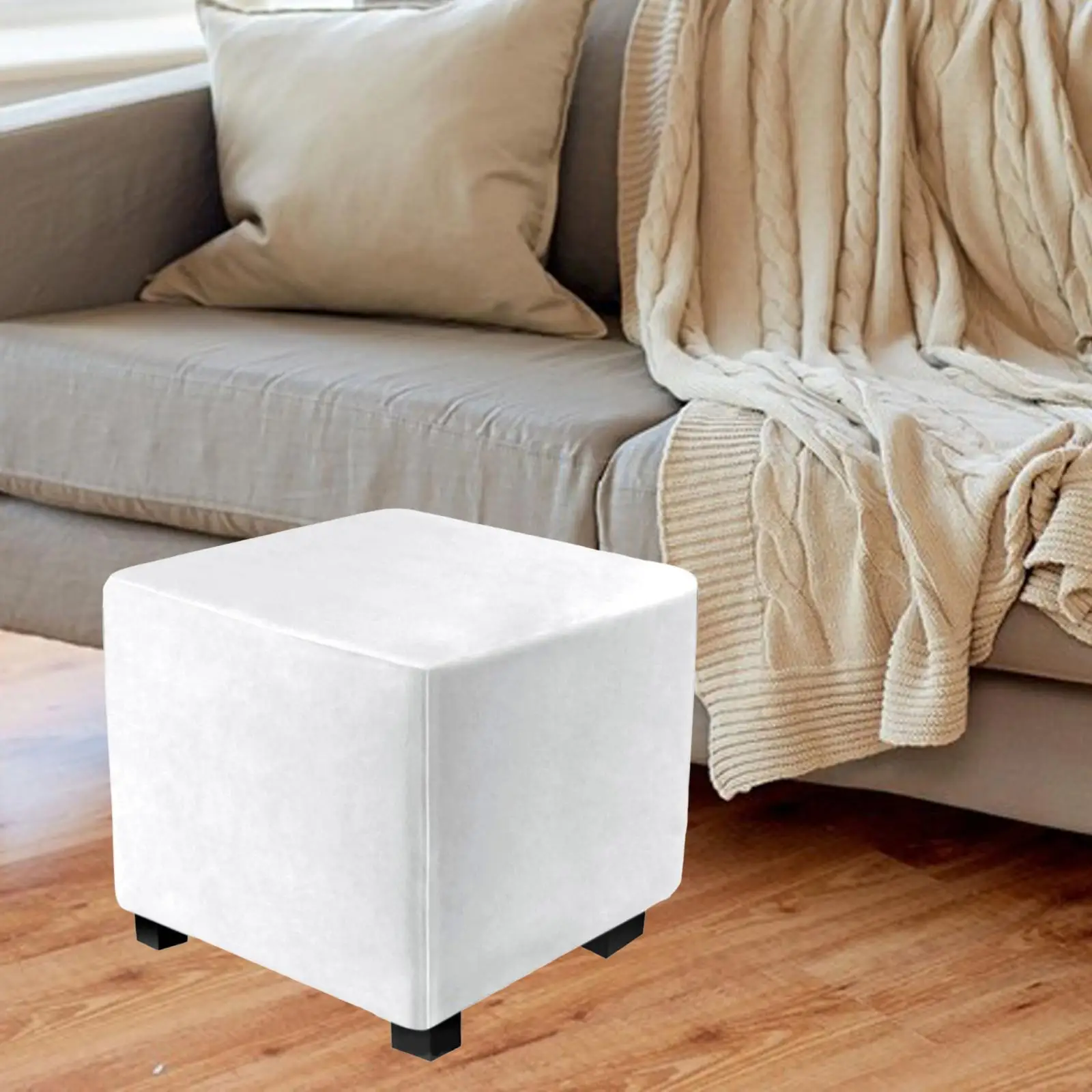 Dustproof Footrest Foot Stool Slipcover with Elastic Bottom Ottoman Cover