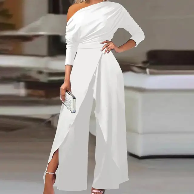 Mono Blanco con cuello en V profundo para Mujer, Monos elegantes para Mujer,  pantalones de boda, Monos para Mujer 2023 - AliExpress