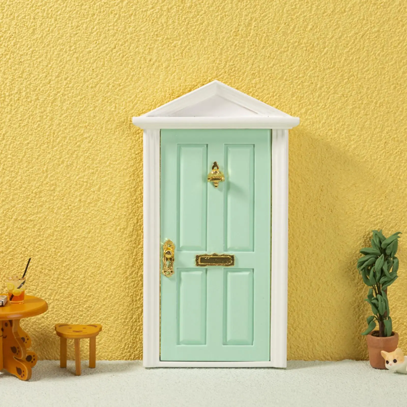 Wooden Miniature Door 1/12 Children Simulation Simple Design for Doll Decor