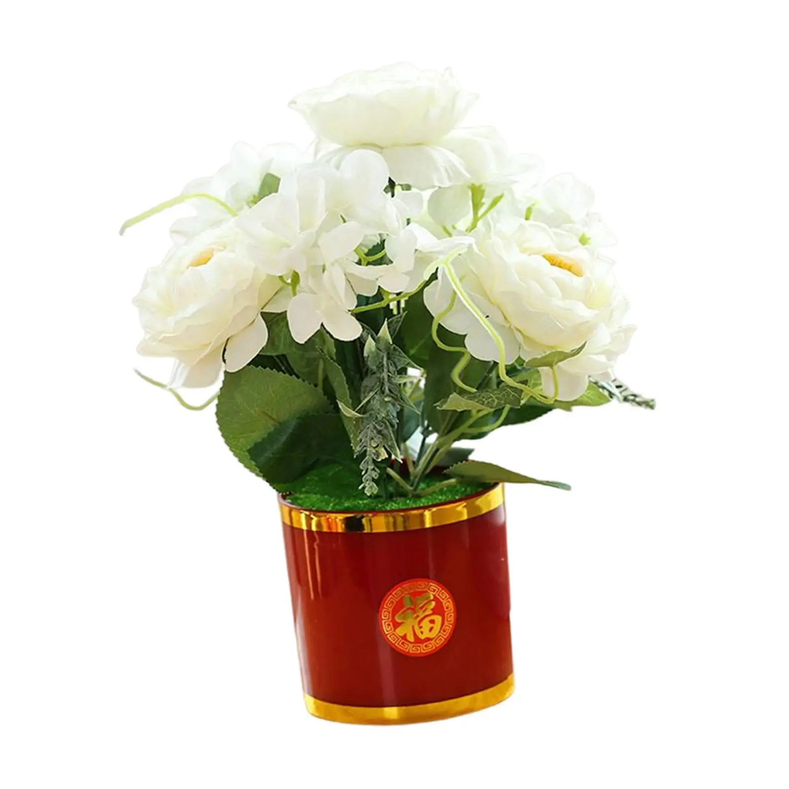 Silky Artificial Rose in Pot,  Arrangement Bouquet, Simulation