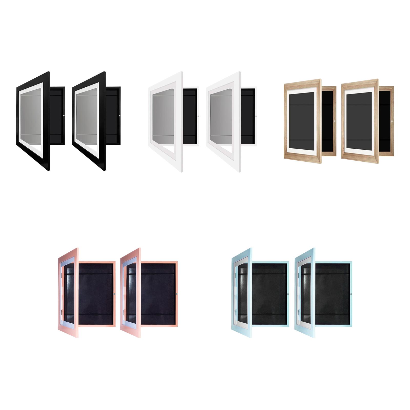 2x Wooden Photo Frame, Glass Front Frame Card Display Home Floating Glass Front Open Frame , Wedding, Office