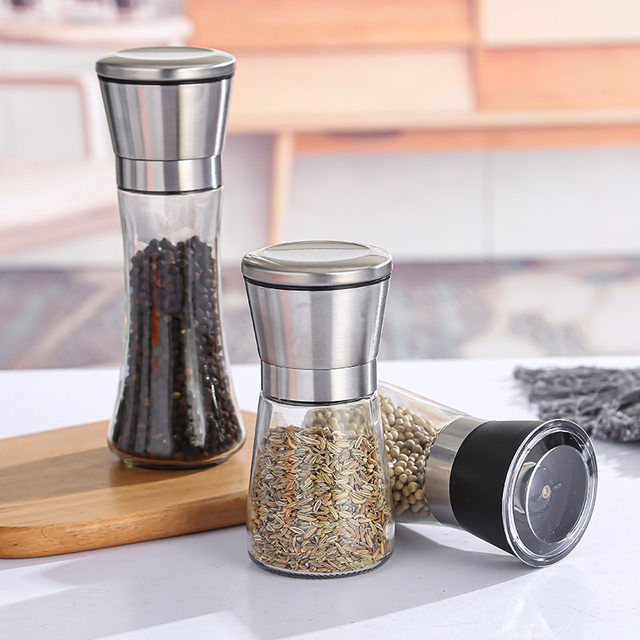 1Pcs,Pepper grinder, manual grinding bottle, small seasoning bottle, glass  sea salt pepper seasoning bottle, grinding powder ultrafine