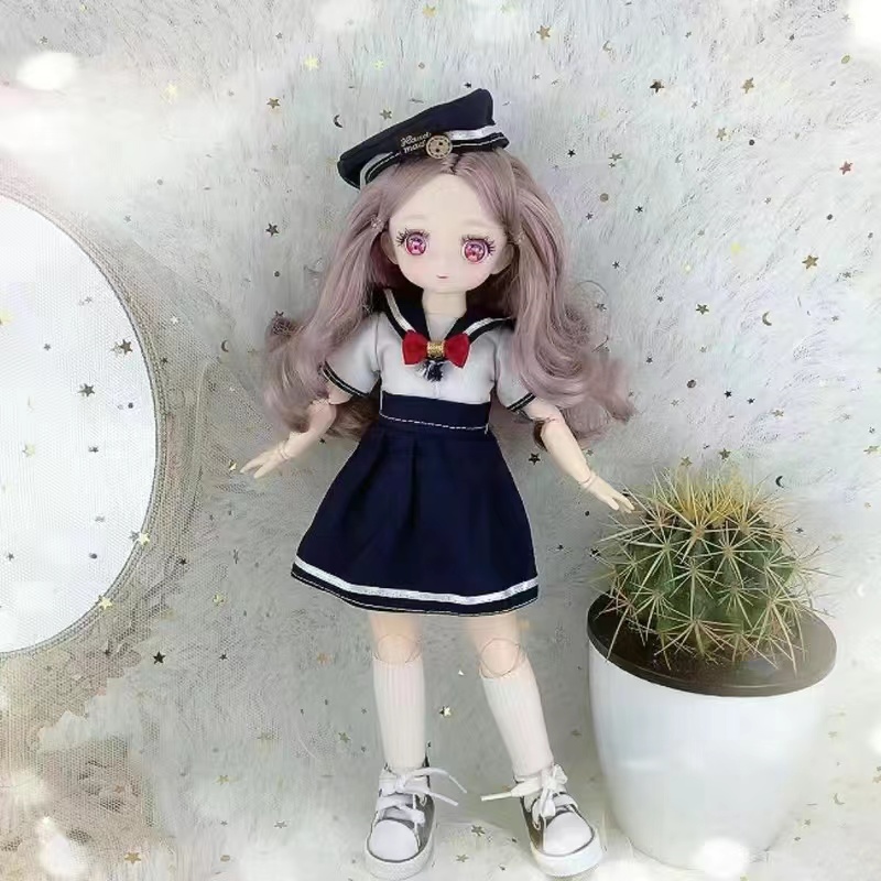 30cm Kawaii BJD Doll Girl 6 Points Joint Movable Doll with Fashion Clothes Soft Hair Dress Up Girl Toys Birthday Gift Doll New