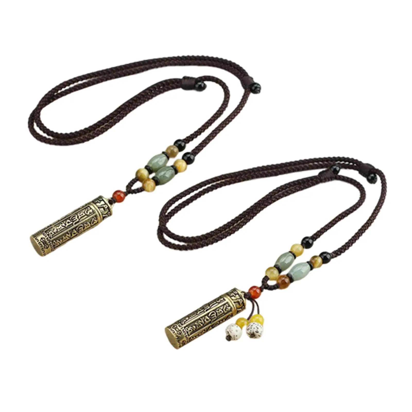 Tibetan Gawu Box Pendant Necklace, Buddhist Praying Accs Collectibles Urn Necklace