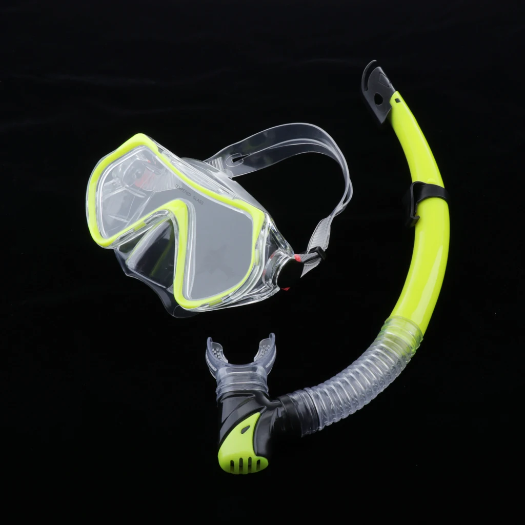 Snorkel Package for Adults, Anti Fog Glass Diving Mask, Snorkel with