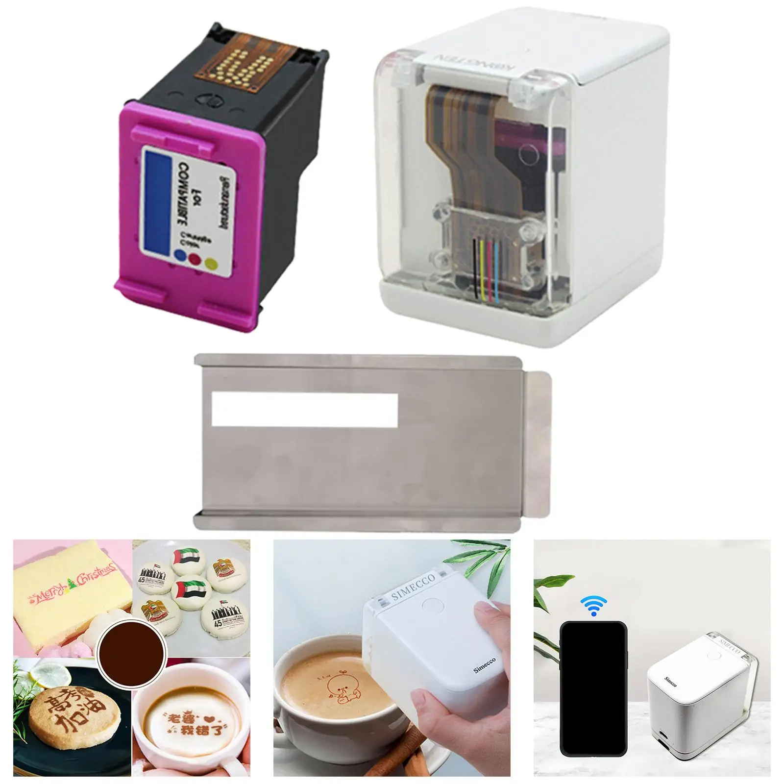 Mini Edible Ink Portable Food Printer Label Printer Decoration Handheld DIY Custom for Cake Latte Bread Macaroon Beer