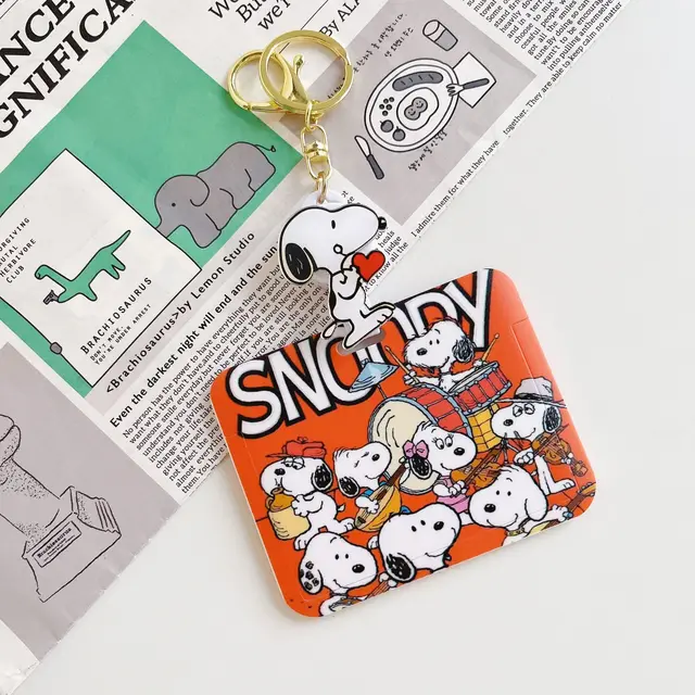 Snoopy Retractable Card Holder Keychain Student Campus Meal Card Hospital  Nurse Badge PVC Holder with Lanyard Kids Card Cover