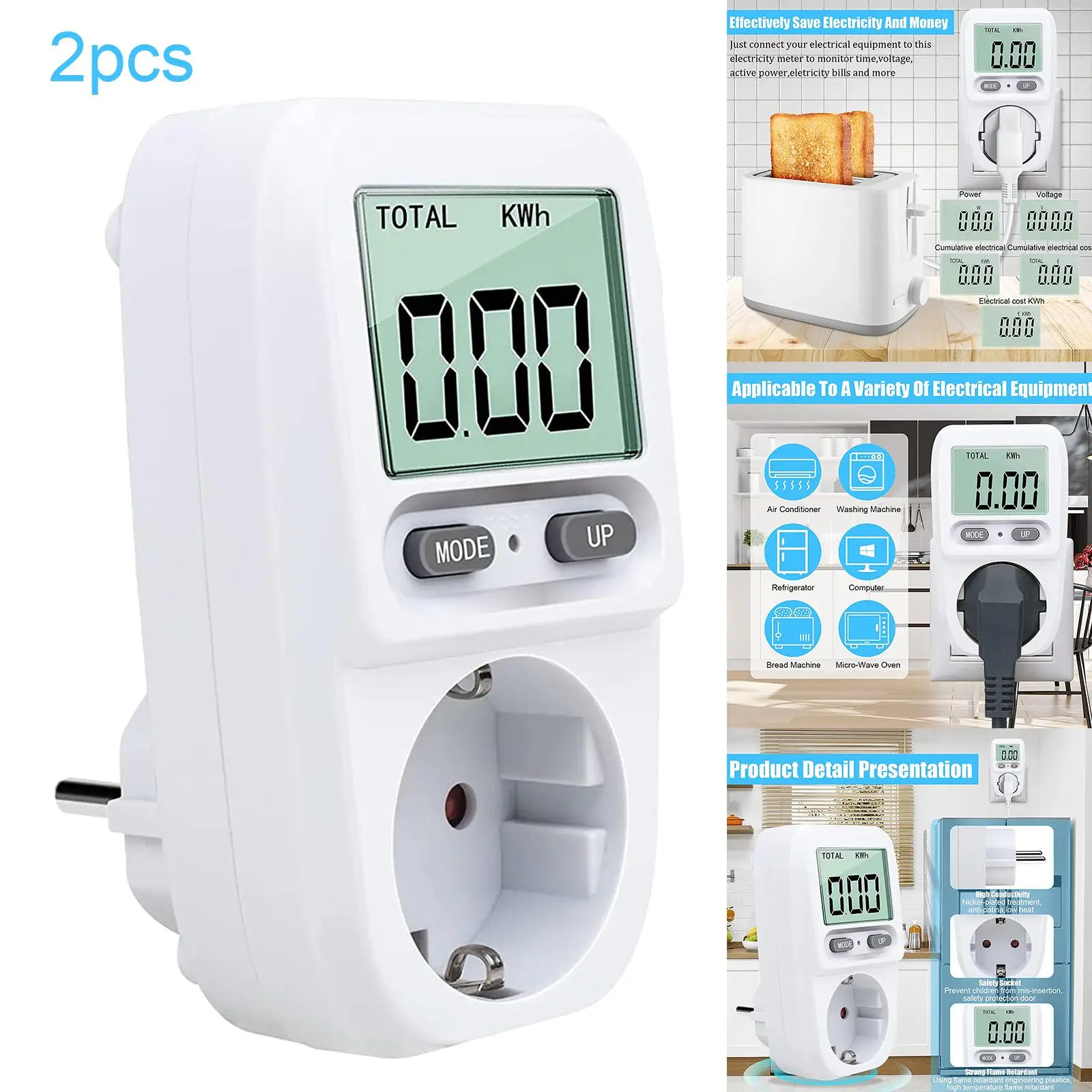 Electricity Usage Monitor Power Backlight Current Wattmeter Monitor Monitoring Watt Meter Monitor Power for Hotel