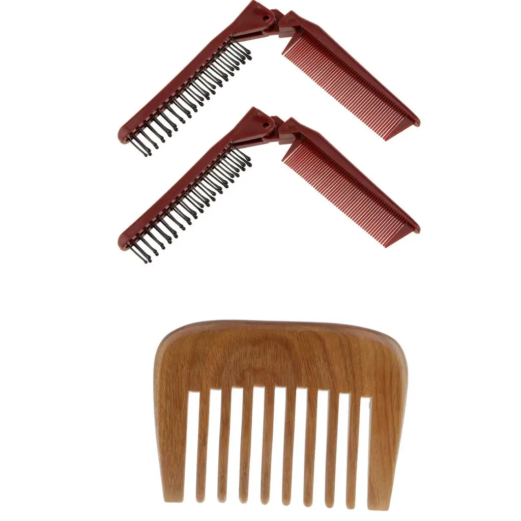 2Pcs  Folding Hair Brush  1  Wide Toothed Anti Static for unisex adult