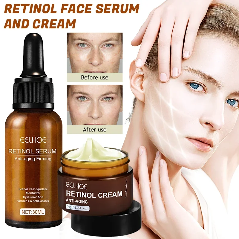 Best of 2PCS Retinol Face Cream Set Wrinkle Remover Anti-Aging Firming Lifting Fade Fine Lines Serum Whitening Moisturizing Skin Care Reviews & Tips