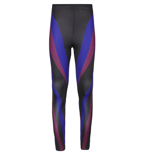 Fashion Neon Color Blocking Women Leggings High Waist Stretchy