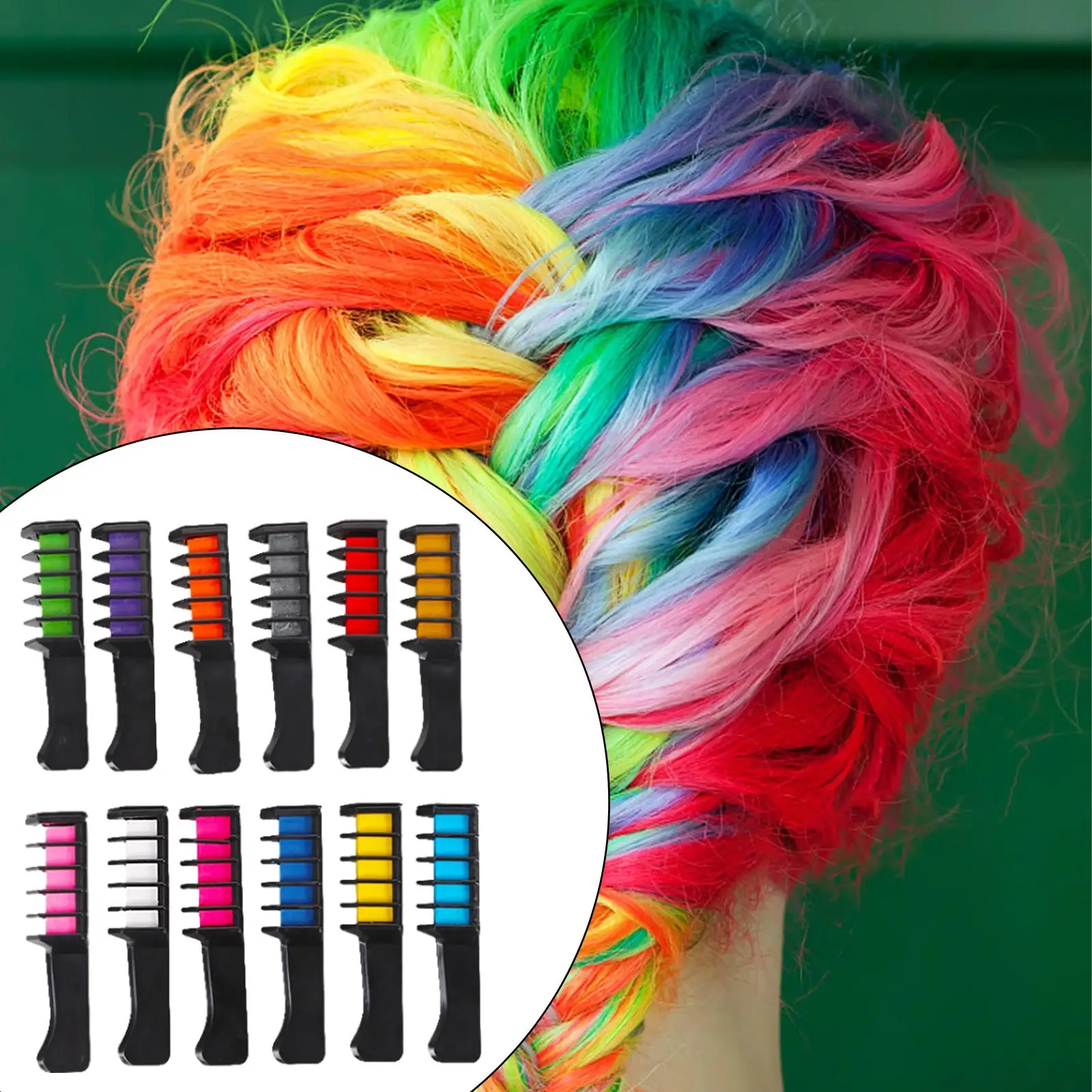 12 Pieces Disposable Hair Dyeing Combs Styling Accessory 12 Colors Temporary Hair Color Chalk Comb Hair Highlights for Cosplay