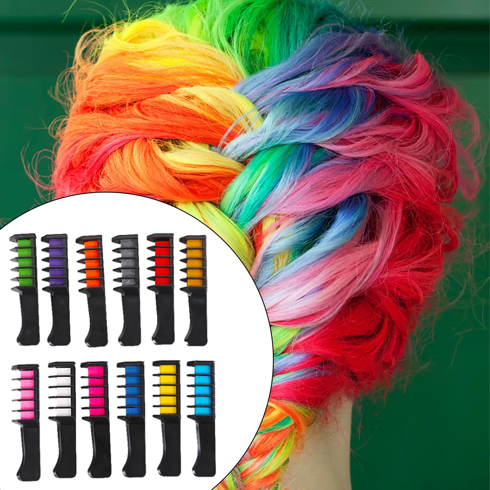 Description Picture 2 of item12 Pieces Disposable Hair Dyeing Combs Styling Accessory 12 Colors Temporary Hair Color Chalk Comb Hair Highlights for Cosplay