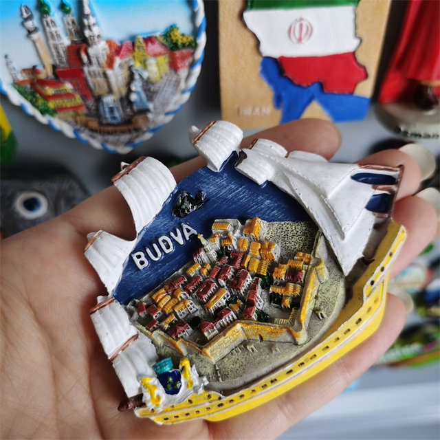 Collection Aimants Villes Aimant Frigo Monténégro - Décor 3D Résine Peint Main | Collection Magnétique Artisanale Souvenir Voyage
