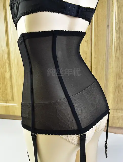 Sheer Mesh vintage high-waist girdle metals Garter Belt 6 Straps Suspender(s-3XL）  queen size outsize - AliExpress