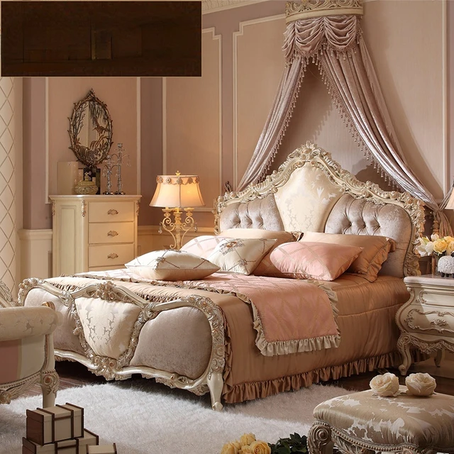 Letto in legno massello in stile europeo di lusso francese doppia camera da  letto matrimonio in tessuto princessfurniture - AliExpress
